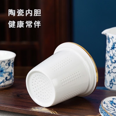 Gao Chun Ceramics高淳陶瓷中式复古骨瓷茶具家用青花茶具套装客厅高档轻奢办公茶杯