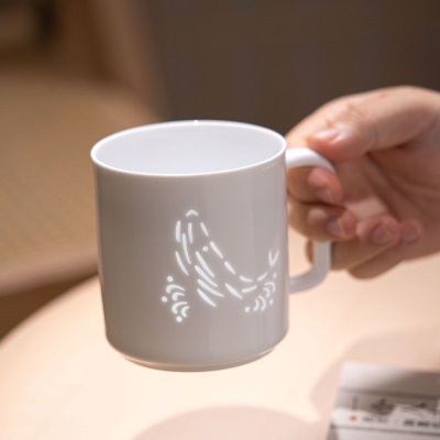富玉景德镇玲珑陶瓷马克杯水杯咖啡杯家用高颜值个人专用办公茶杯s481