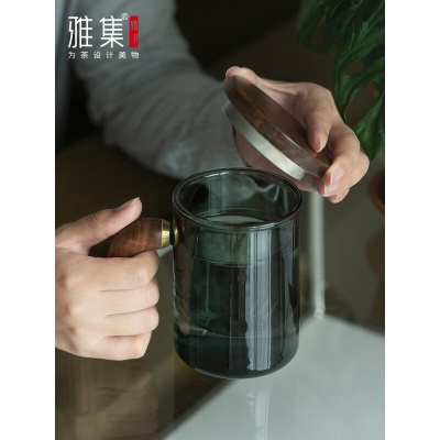 雅集加厚办公室玻璃茶杯日式泡茶杯茶水分离杯子家用花茶杯男女士s477