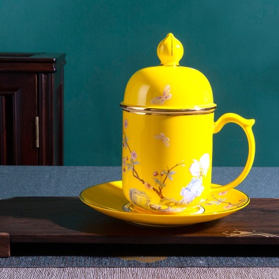高淳陶瓷水杯陶瓷礼盒装办公室客厅个人带盖杯大容量泡茶杯专柜同款
