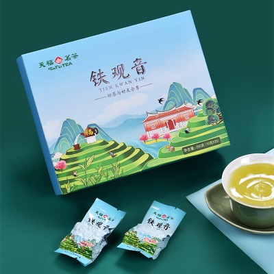 天福茗茶  乌龙茶茶叶铁观音 2023新茶 清香型乌龙茶铁观音250g盒装s481