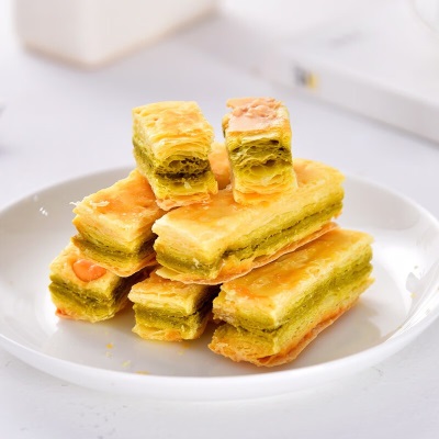 天福茶食 黄金脆片办公室零食小吃 休闲饼干 绿茶味小点心净含量144g