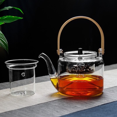 雅集耐热煮茶器玻璃蒸煮一体茶壶提梁壶煮茶炉黑茶普洱烧茶壶双内胆s477