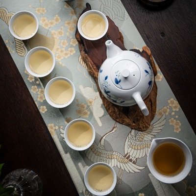 景德镇富玉手绘青花玲珑陶瓷功夫茶具套装白瓷家用泡茶壶茶杯s481