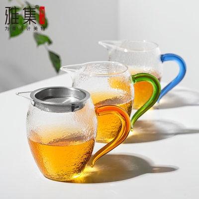 雅集茶具锤纹龙胆公道杯分茶器耐热加厚带过滤茶具配件泡茶壶套装s477