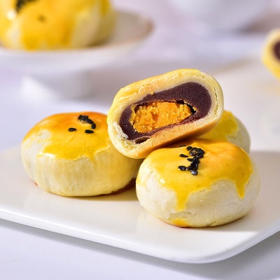 天福茶食 紫薯蛋黄酥 零食小吃 传统糕点休闲零食9颗装180g