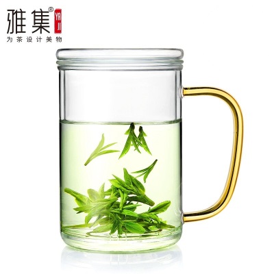 雅集 茶水分离直觉玻璃杯水杯 便携泡茶杯 带过滤内胆茶杯 耐高温男士办公室杯子s477