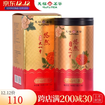 天福茗茶 悠然天地中正山红茶 红茶茶叶罐装100克新品s481