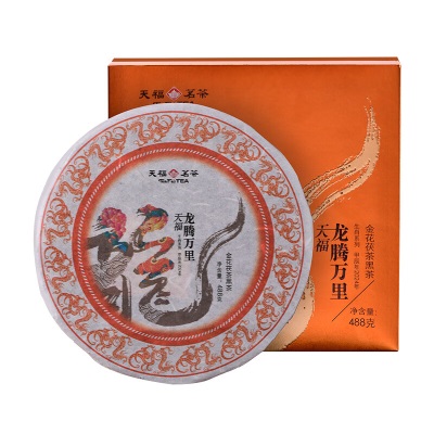 天福茗茶（TenFu’s TEA） 2024龙年生肖饼龙腾万里安化黑茶金花茯茶茶叶礼盒488gs481s482