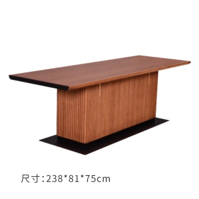祥福工艺无极大板茶桌椅组合功夫茶台办公室新中式重竹泡茶桌套装一体s483