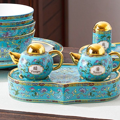 Gao Chun Ceramics 高淳陶瓷盛世如意系列盘子套装家用骨瓷餐具套装高档碗碟新中式