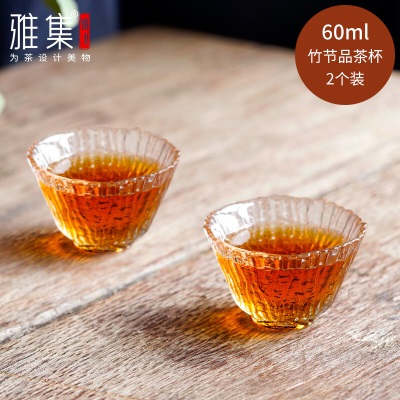 雅集茶具日式竹节锤纹玻璃盖碗公道杯分器喝茶杯功夫简易茶具套装s477