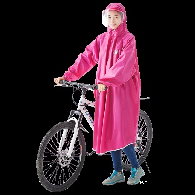 骑安自行车雨衣女骑行带袖学生单人加大加厚雨披男成人电动车防水雨衣 宝蓝s503