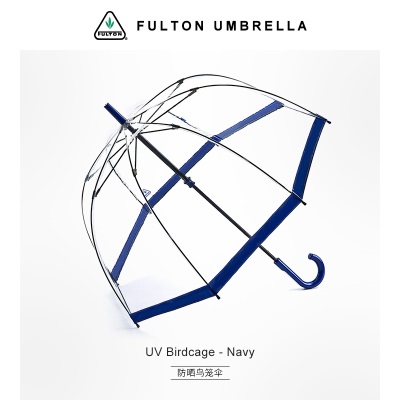 FULTON富尔顿王室御用透明雨伞长柄UV防晒鸟笼伞进口晴雨两用s500