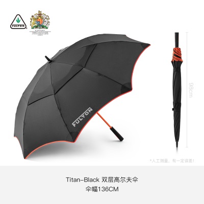 FULTON富尔顿英国高档抗风暴雨伞双层高尔夫伞加大加固自动长柄伞s500