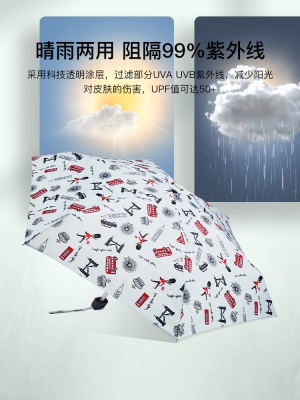 【英国王室御用】富尔顿FULTON防紫外线遮阳伞女小巧晴雨两用雨伞s500
