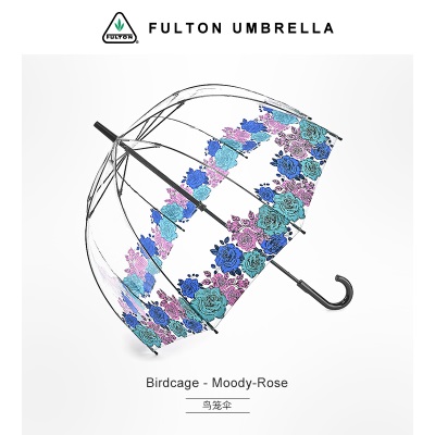 英国进口FULTON富尔顿雨伞透明鸟笼伞创意长柄伞高档商务便携女伞s500