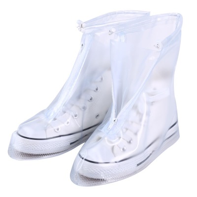 骑安防雨鞋套男女加厚耐磨防滑防水鞋套成人便携式非一次性透明平底雨鞋套 透明s503
