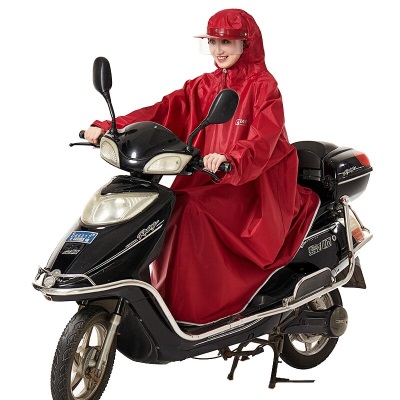 骑安 电动车雨衣自行车雨披男女单人成人学生有袖加厚加大雨衣 紫红色提花款s503
