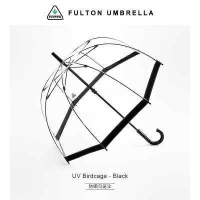 FULTON富尔顿王室御用透明雨伞长柄UV防晒鸟笼伞进口晴雨两用s500
