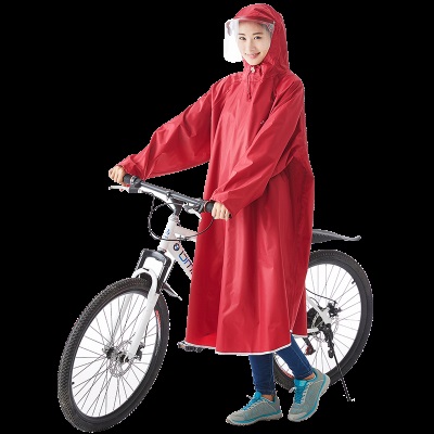 骑安自行车雨衣女骑行带袖学生单人加大加厚雨披男成人电动车防水雨衣 宝蓝s503