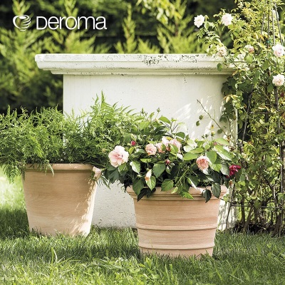 DEROMA意大利进口陶土花盆 帝罗马锡耶纳系列 花园庭院花卉绿植种植盆 带边圆型s507