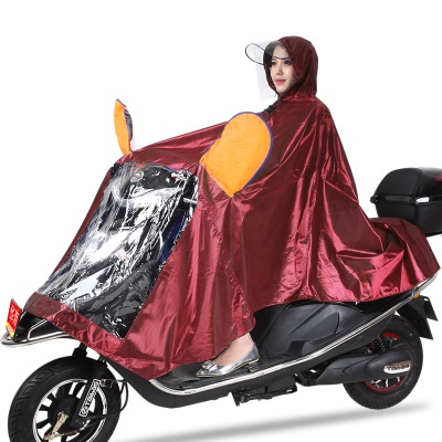 华海雨衣提花布头盔式面罩单人电动车摩托车雨衣雨披加大加厚成人s504