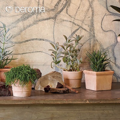 DEROMA进口陶盆2个装 帝罗马锡耶纳迷你系列 绿植花卉种植花盆s507