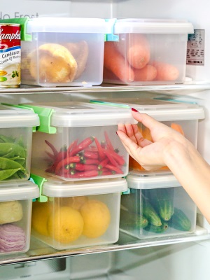 爱丽思冰箱内密封食品保鲜盒冷藏收纳盒子长方形水果盒蔬菜收纳箱s512