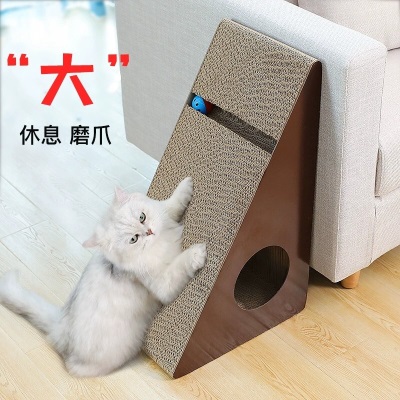 华元宠具（hoopet）猫抓板立式大号三角形瓦楞纸猫爪板可靠墙镂空磨爪器猫玩具s514
