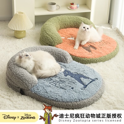 迪士尼迪士尼疯狂动物城系列尼克朱迪宠物床猫秋冬保暖犬猫通用睡觉垫子 尼克宠物床s514