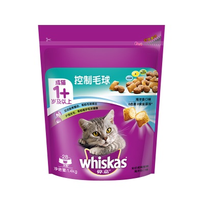 伟嘉宠物猫粮成猫全价粮全猫通用控制毛球海洋鱼口味1.4kg吐毛球s519