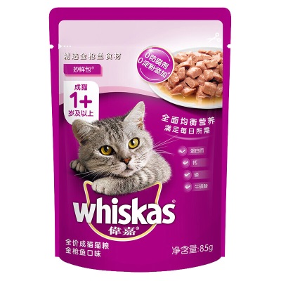 伟嘉猫零食成猫妙鲜包85g*12金枪鱼味猫湿粮餐包软包猫罐头全价粮s519