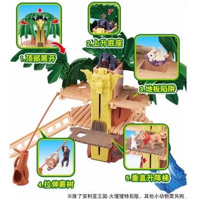 多美（TAKARA TOMY）多美卡安利亚王国关节可动仿真野生动物模型场景玩具男孩礼物 森林神殿s532