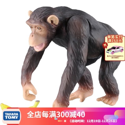 多美（TAKARA TOMY）多美卡安利亚儿童玩具仿动物模型野生陆地动物黑猩猩盲盒 关节可动s532