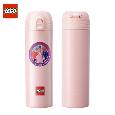 乐高（LEGO）猪仔美梦500ml 316不锈钢保温杯儿童大容量便携真空水杯粉色杯子s529
