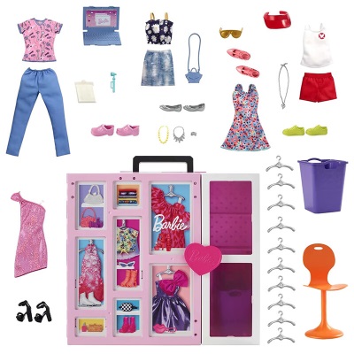 芭比Barbie之双层梦幻衣橱女孩生日公主玩具社交互动过家家礼物 双层梦幻衣橱HGX57s531