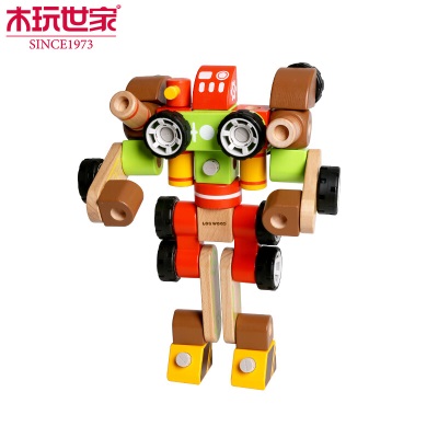 木玩世家螺母拆装拼装机器人玩具汽车飞机儿童大颗粒积木男孩s536