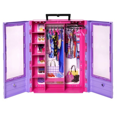 芭比（Barbie）时尚衣橱套装公主玩具女孩礼物收纳过家家套装玩具礼盒生日礼物 时尚衣橱套装HJL66