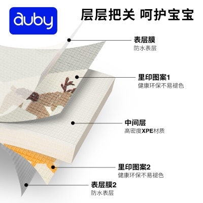 澳贝（auby）婴儿地垫爬行垫XPE环保双面加厚10mm儿童玩具游戏森林麋鹿卷垫s534