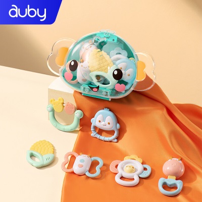 澳贝（auby）婴儿玩具手摇铃牙胶6pcs新生儿礼盒婴幼儿童安抚早教抓握训练用品s534
