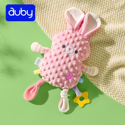 澳贝（auby）婴幼儿玩具豆豆绒小兔子毛绒安抚玩偶可入口水巾哄睡+牙胶啃咬s534