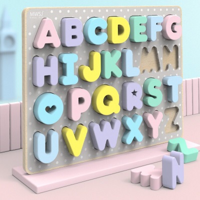 木玩世家（WOODEN TOYS FAMILY）木玩时间 木质儿童拼图字母数字动物早教启蒙认知配对拼板男孩女s535s536