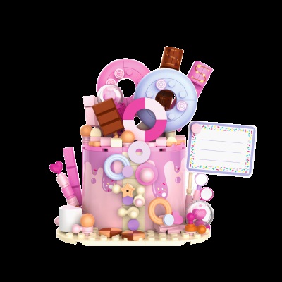 JAKi甜心泡泡蛋糕积木可爱造型拼装摆件送女生送闺蜜生日礼物s538