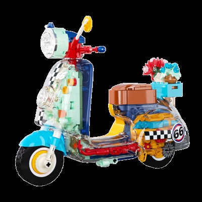 佳奇甜心酷盖小摩托积木拼装玩具儿童男女孩生日礼物成人车模积木s538