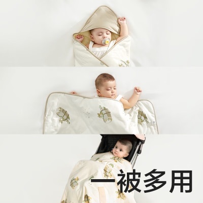 babycare纯棉婴儿抱被秋冬夹棉新生儿包被初生襁褓包巾产房包单 多米拉云端飞船-暖冬s548