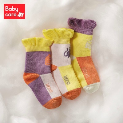 bc babycare婴儿袜子纯棉地板袜四季款新生儿宝宝地板袜童袜 加厚款-安提拉乐园（ 3双装） S码s548
