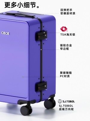 CECE新款网红ins铝框长春花篮行李箱20寸登机箱拉杆箱男密码皮箱s565