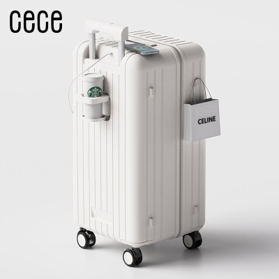 cece全新多功能白色行李箱密码旅行大容量拉杆箱男女s565