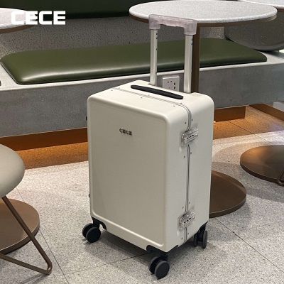 CECE2021新款白色铝框行李箱20寸登机箱女24寸拉杆箱男旅行箱透明s565